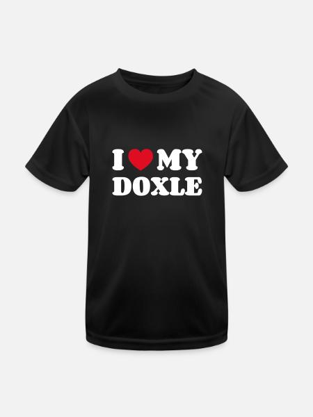 I Love My Doxle - Kinder Funktions-T-Shirt - Schwarz - Vorne
