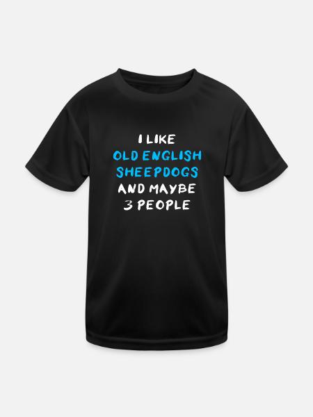 Old English Sheepdog Bobtail Besitzer - Kinder Funktions-T-Shirt - Schwarz - Vorne