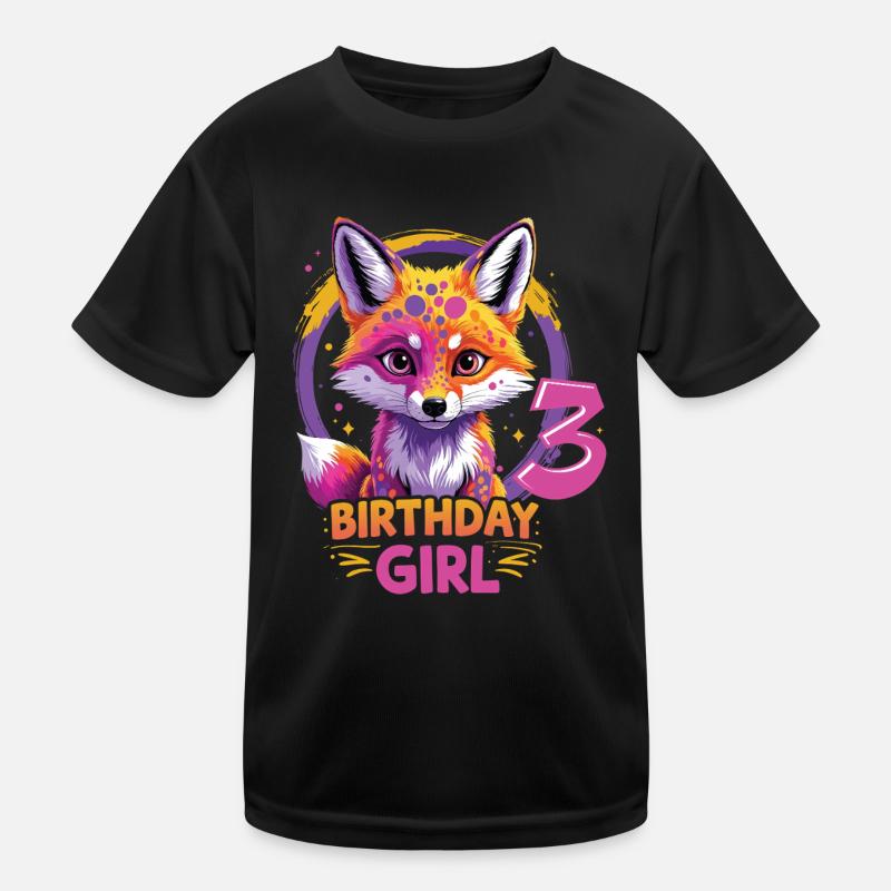 Süßes Mädchenmotiv Geburtstagsfuchs 3 Jahre Kinder Funktions-T-Shirt