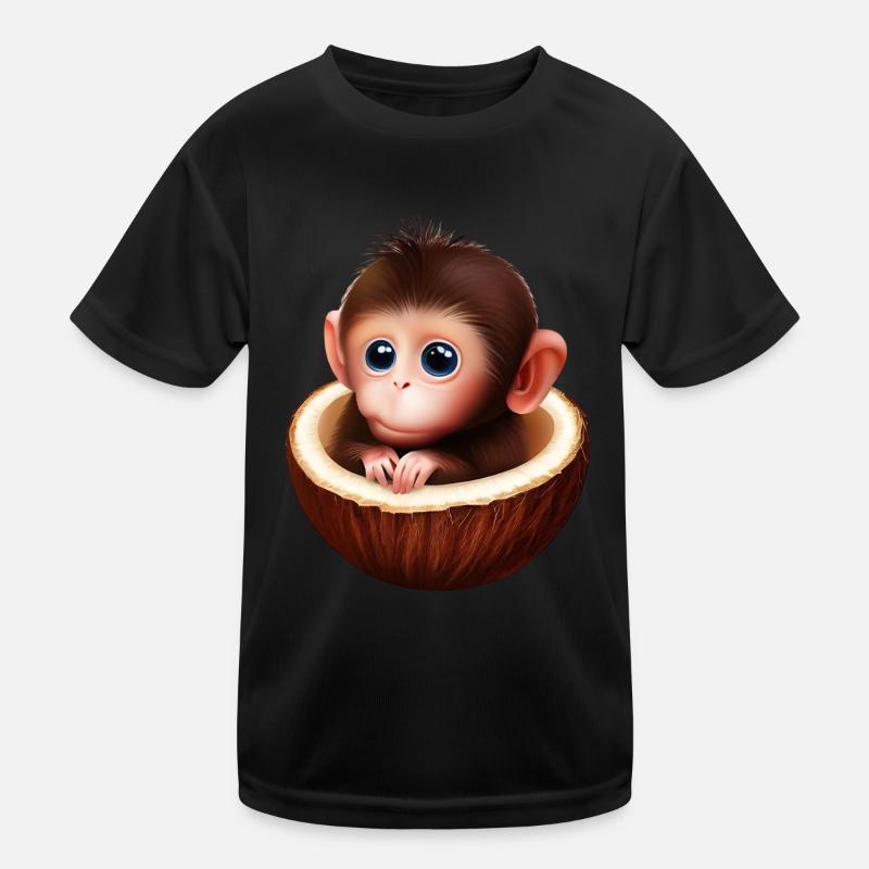 Affe in einer Kokosnuss Kinder Funktions-T-Shirt