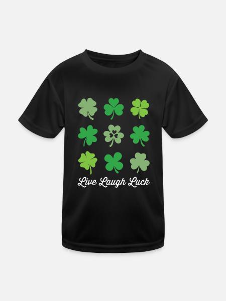 Live Lachglück - Kinder Funktions-T-Shirt - Schwarz - Vorne
