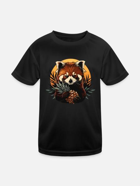 Red Panda Cat Bear Red Panda Pineapple Cool - Kids Functional T-Shirt - black - Front