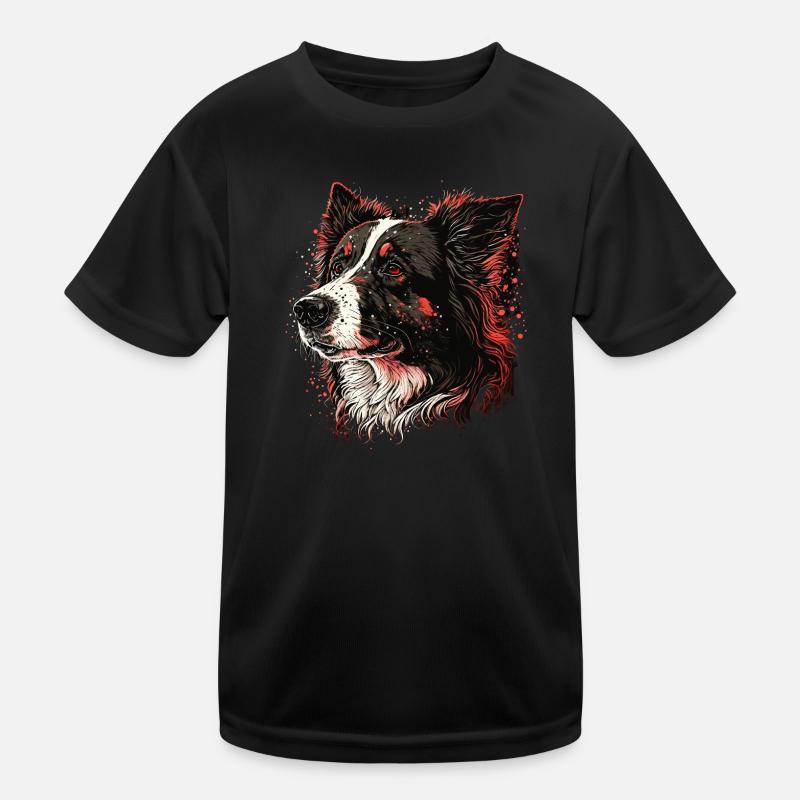 Border Collie - Kinder Funktions-T-Shirt - Schwarz