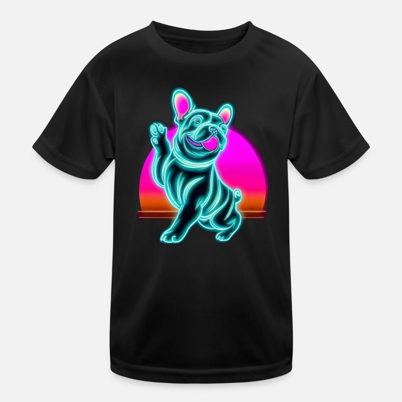 Frenchi Bulldog Synthwave Sunset T-shirt sport Enfant