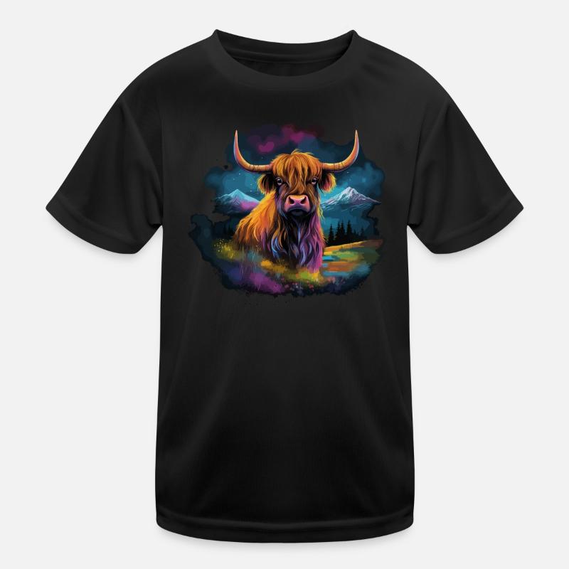 Scottish Highland cattle Kids Functional T-Shirt