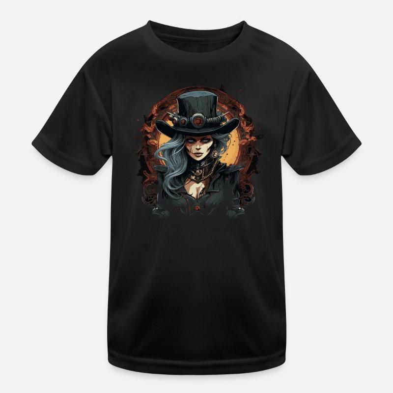 Emo Steampunk Mädchen Kinder Funktions-T-Shirt