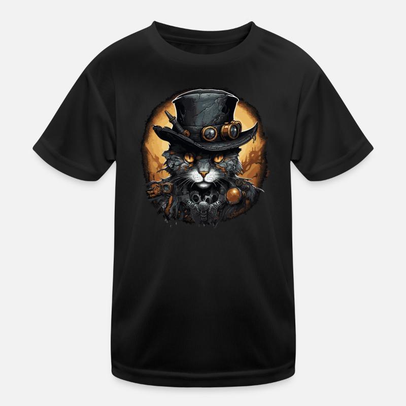 Chat steampunk T-shirt sport Enfant