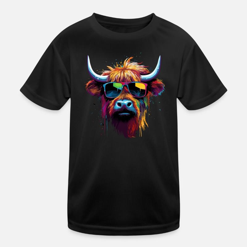 Cool Scottish Highland Beef Kids Functional T-Shirt