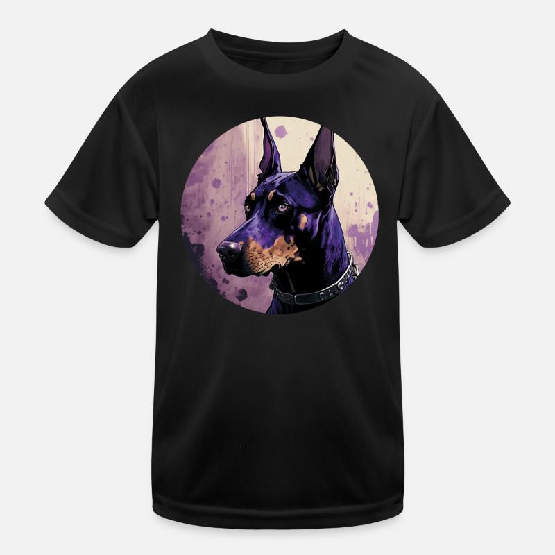 Cooler Dobermann - Kinder Funktions-T-Shirt - Schwarz