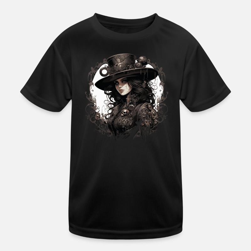 Emo Cowboy Steampunk Mädchen Kinder Funktions-T-Shirt