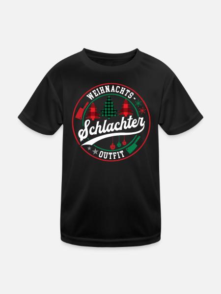 Weihnachten Schlachter Schlachterei XMAS Outfit - Kinder Funktions-T-Shirt - Schwarz - Vorne