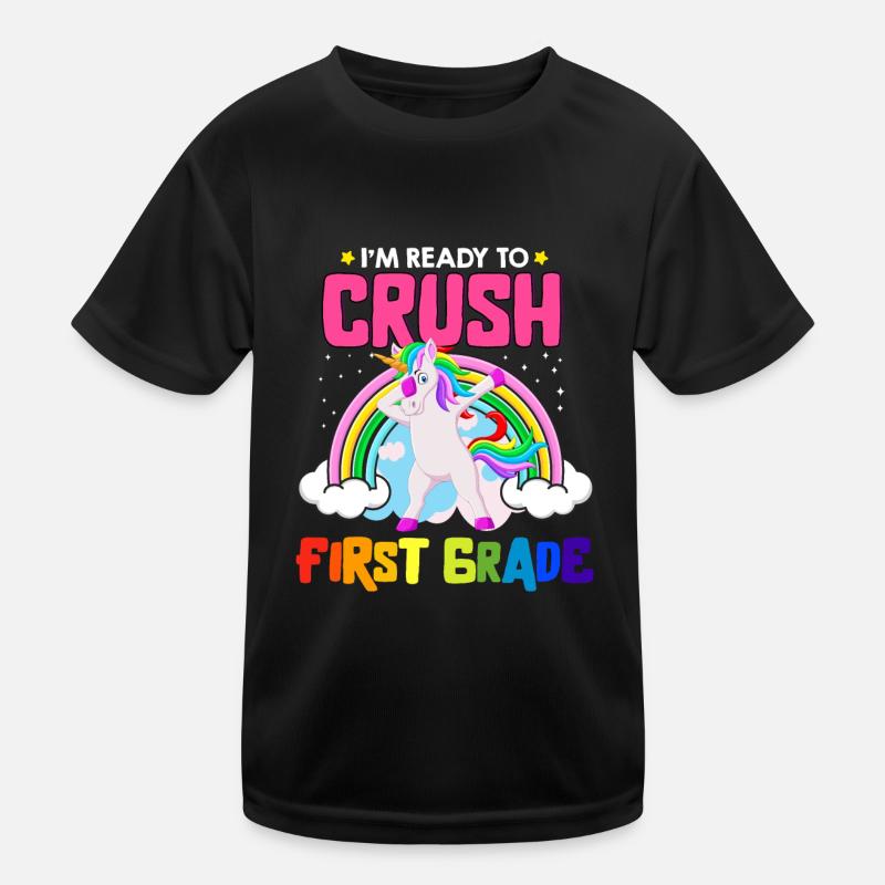 Ich bin bereit, Regenbogenmädchen Jungen der 1. Klasse zu zerquetschen Kinder Funktions-T-Shirt
