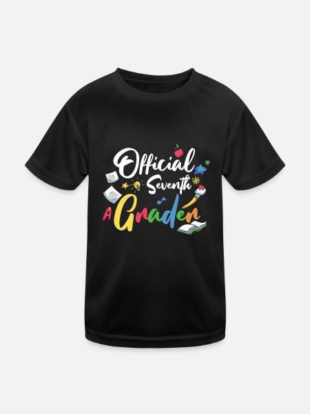 7th Grade Vibes Retro Groovy Women Happy First - Kids Functional T-Shirt - black - Front