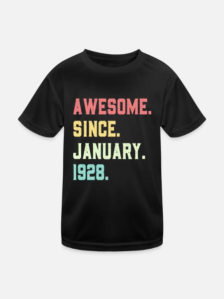 Awesome since January 1928 - Kids Functional T-Shirt - black - Front