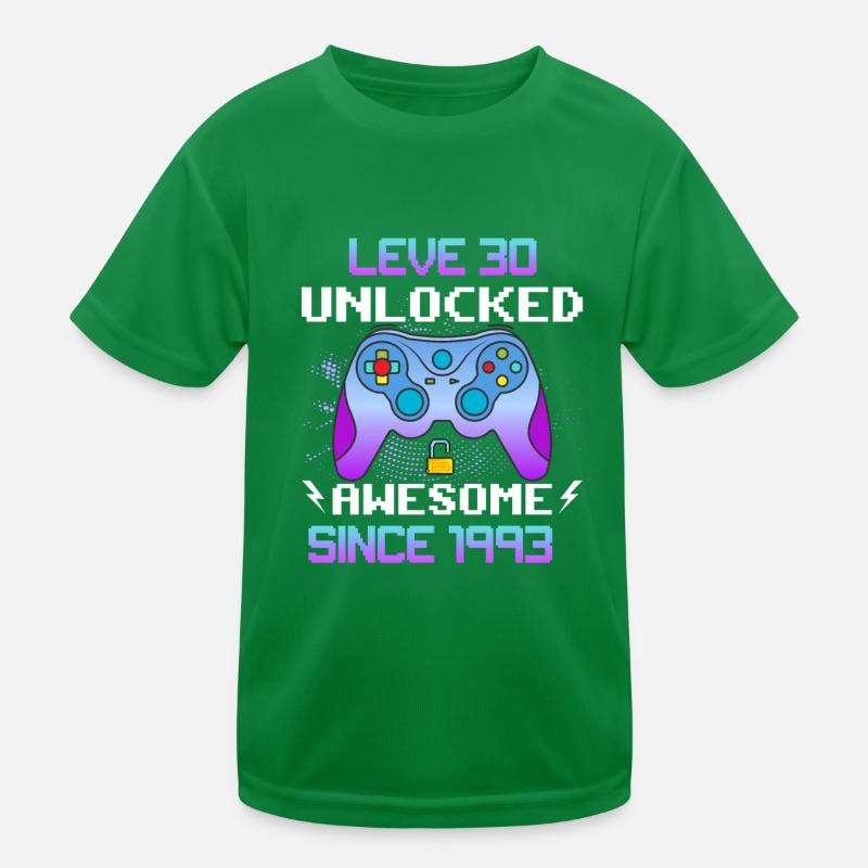 Level 30 Unlocked Awesome Since 1993 Funny Gamer Kids Functional T-Shirt