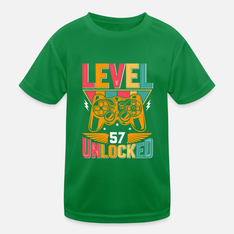 Level 57 Unlocked Awesome Since 1966 Funny Gamer Kids Functional T-Shirt