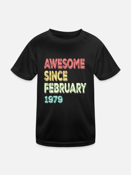 Großartig seit Februar 1979 - Kinder Funktions-T-Shirt - Schwarz - Vorne