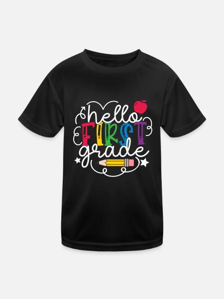 Bonjour 1ère année de rentrée scolaire Premier jour - T-shirt sport Enfant - noir - Devant