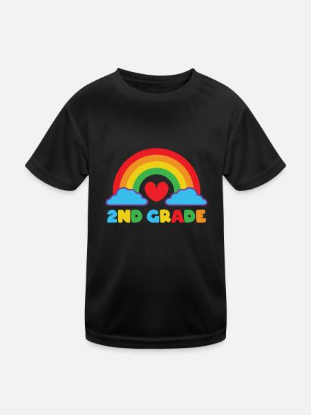 Second Grade Rainbow Girls Boys Teacher Team 2nd - Kids Functional T-Shirt - black - Front