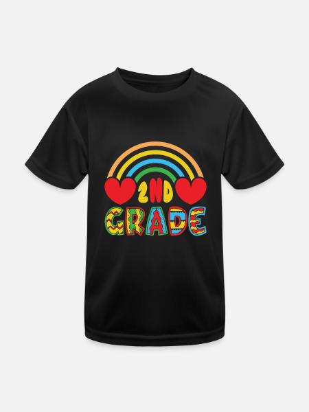 Zweite Klasse Rainbow Girls Jungen Lehrerteam 2. - Kinder Funktions-T-Shirt - Schwarz - Vorne