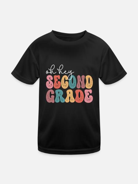 Second Grade Rainbow Girls Boys Teacher Team 2nd - Kids Functional T-Shirt - black - Front