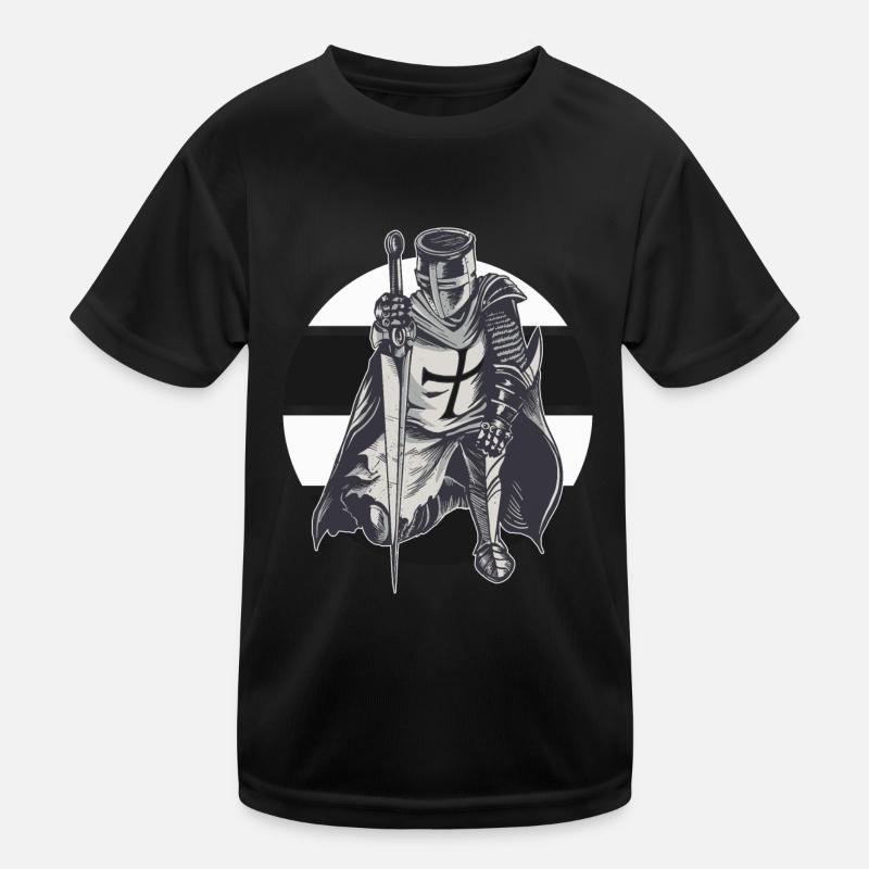 German Order Knight Black White Cross Templar Kids Functional T-Shirt