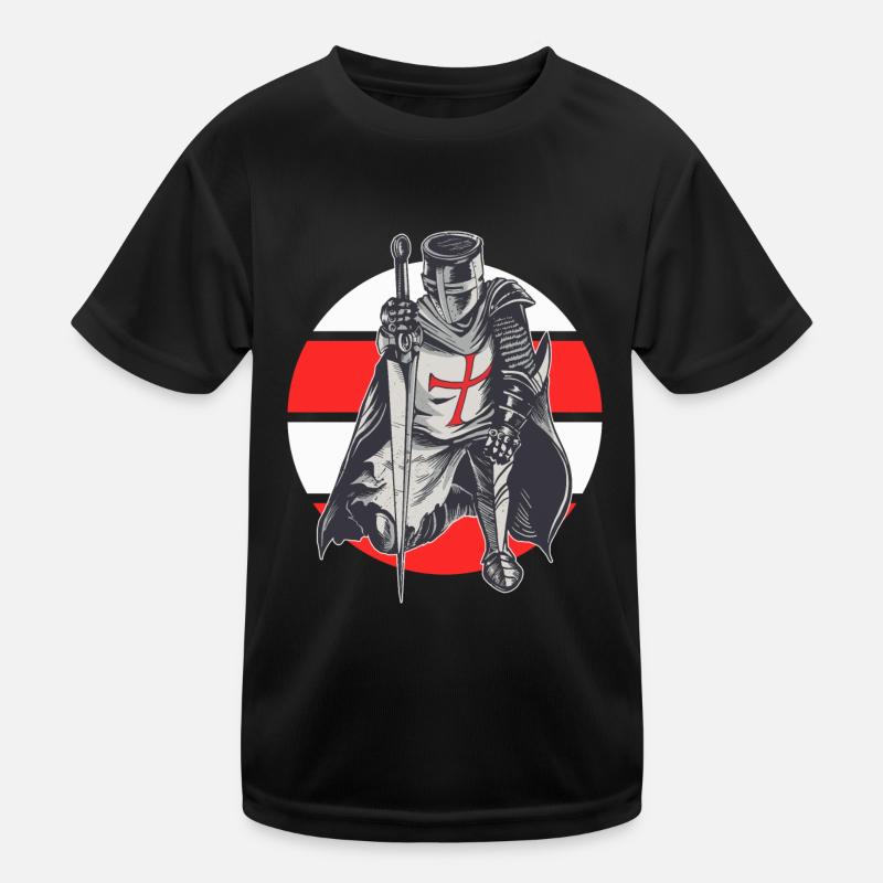 Knight Red White Templer order medieval armor Kids Functional T-Shirt