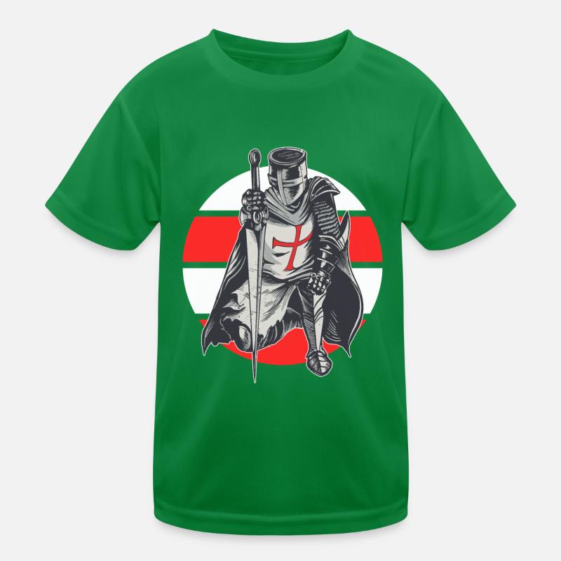 Knight Red White Templer order medieval armor Kids Functional T-Shirt