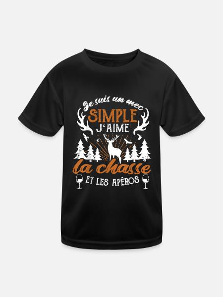 Un mec Simple J'aime la Chasse et les Apéros - T-shirt sport Enfant - noir - Devant
