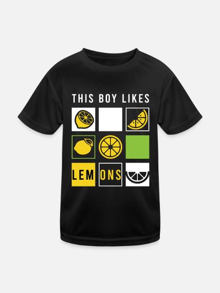 Junge mag Zitronen Sommerlimonade Früchte - Kinder Funktions-T-Shirt - Schwarz - Vorne