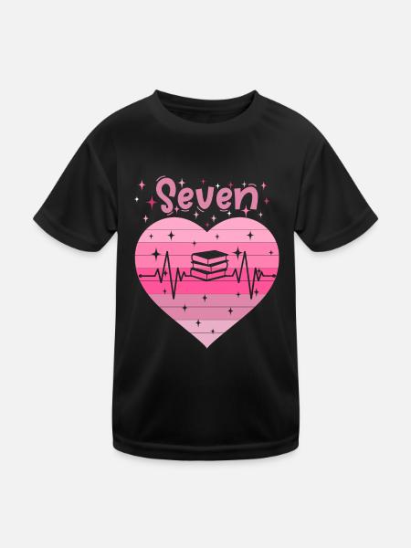 7. Geburtstag Lesen Bücher Buch Mädchen Tochter - Kinder Funktions-T-Shirt - Schwarz - Vorne
