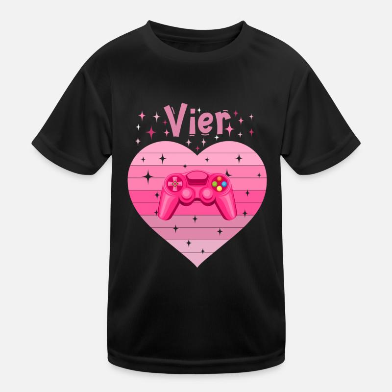 Mädchen Tochter 4. Geburstag Gaming Controller Kinder Funktions-T-Shirt