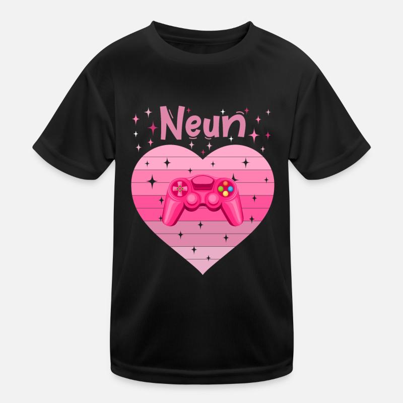 Mädchen Tochter 9. Geburstag Gaming Controller Kinder Funktions-T-Shirt