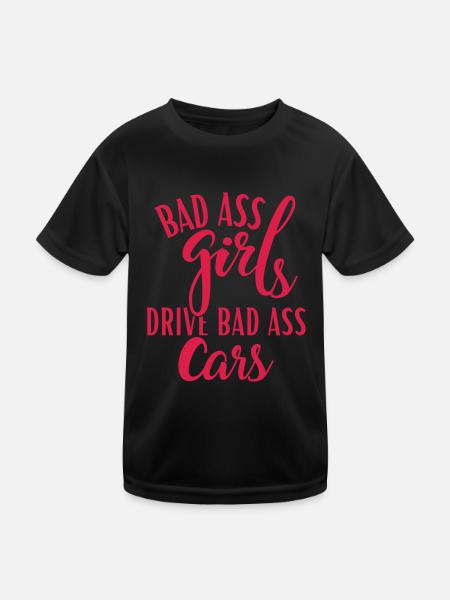 BADASS GIRLS DRIVE BAD ASS CARS - Kids Functional T-Shirt - black - Front