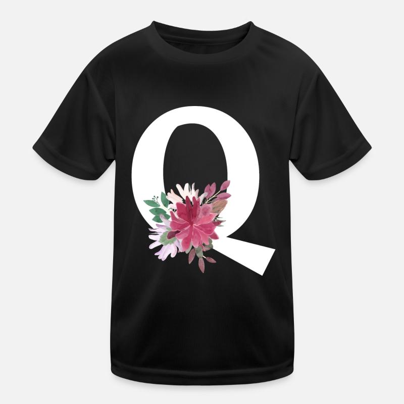 Blumenbuchstabe q Kinder Funktions-T-Shirt