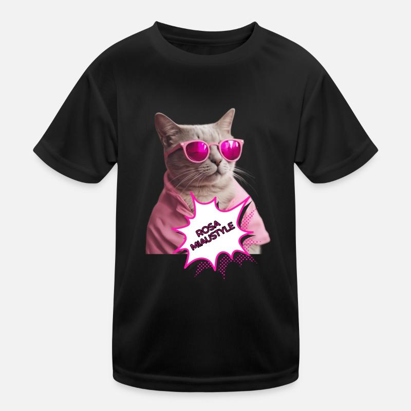 Rosa Miaustyle Kinder Funktions-T-Shirt
