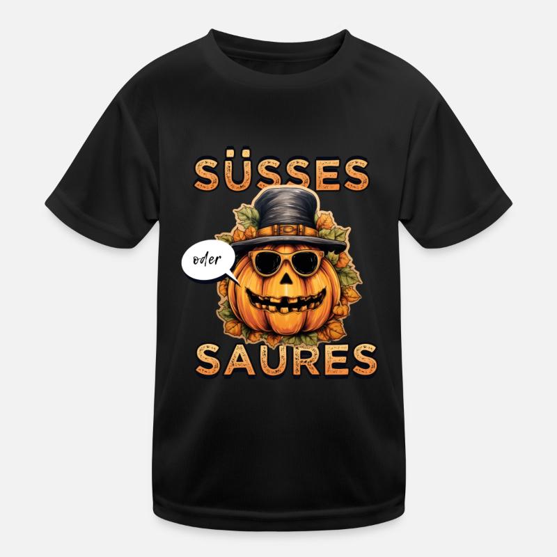 Cooler Kürbis mit Sonnenbrille: Süsses oder Saures Kinder Funktions-T-Shirt