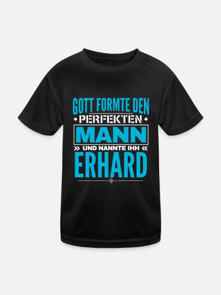 Erhard Name Design - Kinder Funktions-T-Shirt - Schwarz - Vorne