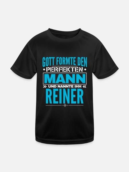 Reiner Name Design - Kinder Funktions-T-Shirt - Schwarz - Vorne