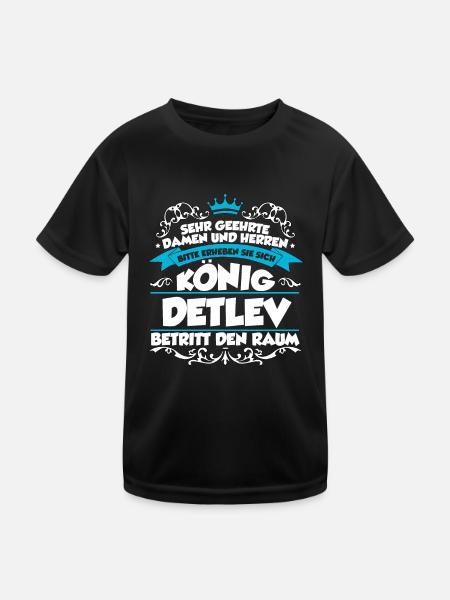 Detlev Name Design - Kinder Funktions-T-Shirt - Schwarz - Vorne