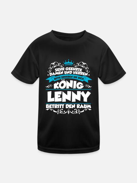 Lenny Name Design - Kinder Funktions-T-Shirt - Schwarz - Vorne