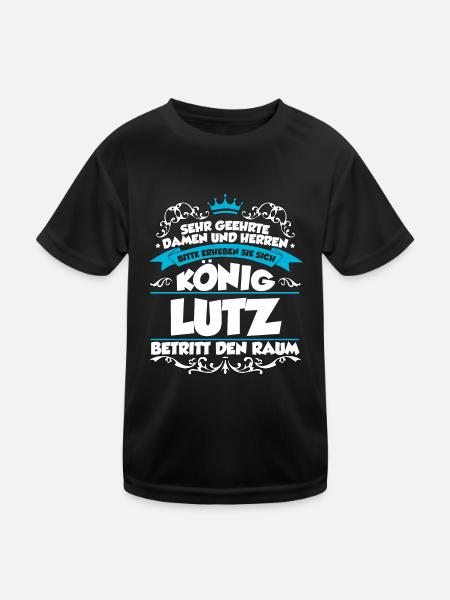 Lutz Name Design - Kinder Funktions-T-Shirt - Schwarz - Vorne