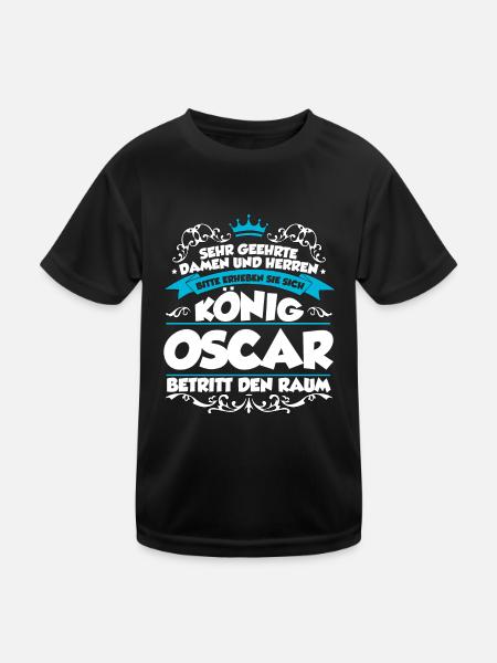 Oscar Name Design - Kinder Funktions-T-Shirt - Schwarz - Vorne