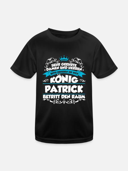 Patrick Name Design - Kinder Funktions-T-Shirt - Schwarz - Vorne