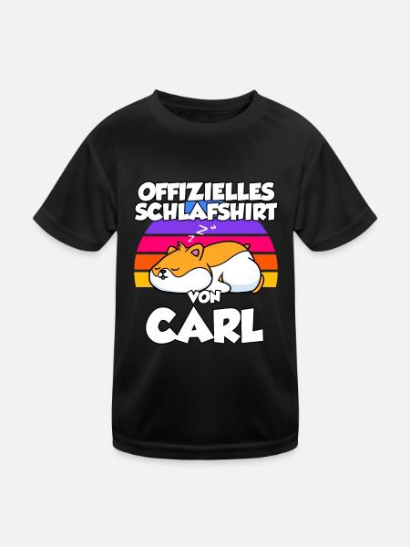Offizielles Schlafshirt Von Carl - Kinder Funktions-T-Shirt - Schwarz - Vorne
