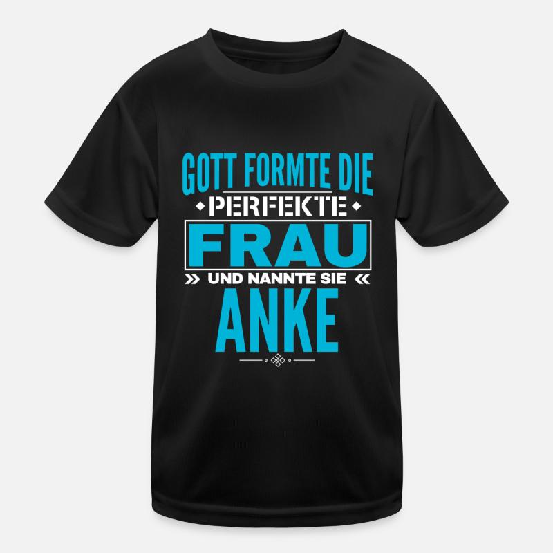 Anke Name Design - Kinder Funktions-T-Shirt - Schwarz