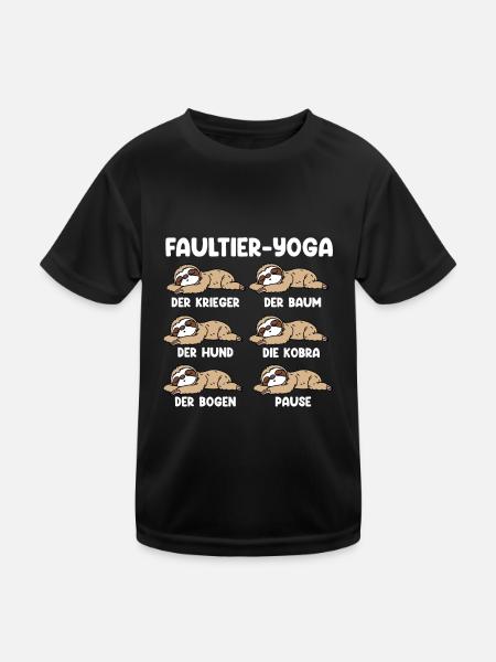 Faultier Yoga - Kinder Funktions-T-Shirt - Schwarz