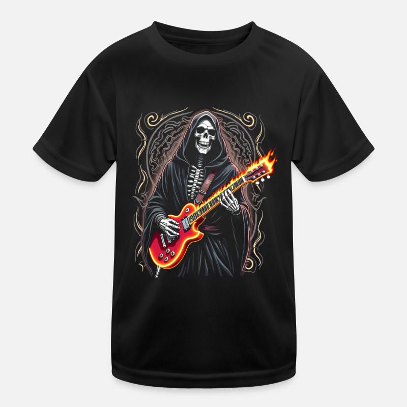Sensenmann mit E-Gitarre Rock Heavy Metal Kinder Funktions-T-Shirt