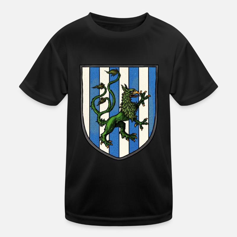 Wappen grüner Drache Kinder Funktions-T-Shirt