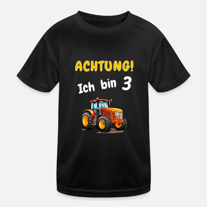 Achtung! Ich bin 3 Traktor Geburtstagsshirt 3 Jahr Kinder Funktions-T-Shirt
